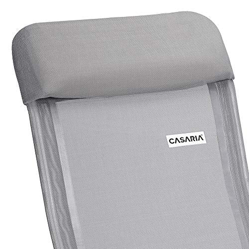Reposacabezas de la silla del Set de 4 sillas de jardín. Aluminio Gris 60x109 cm Plegables Resistentes. Respaldo Ajustable 5 Niveles. Casaria