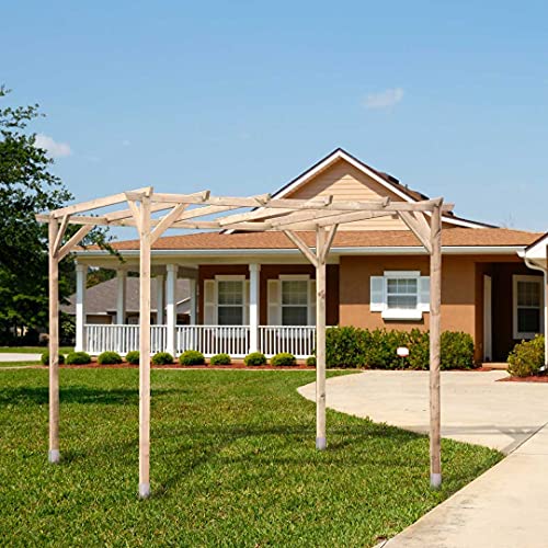 Vista en jardín con Pérgola de madera en KIT en jardín de 3x2,5 metros Postes 7 X 7. Hecho en España. Catral Garden | maxjardin