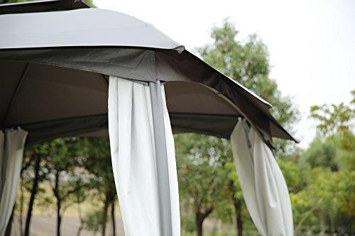 Cenador Elegante de Acero con Mosquitera de 4 Cremalleras 3X3 m. Detalle en el jardín. Angel Living | maxjardin