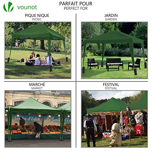 Cenador 3x3m Plegable, POPUP fácil de Instalar, Incluye Bolsa de Transporte. Vistas en exterior. VOUNOT