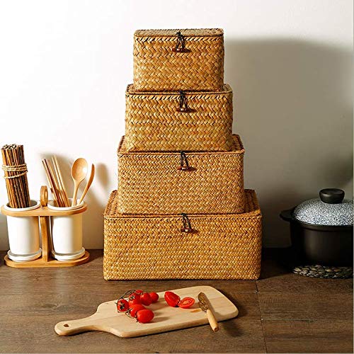 Cestas de Ratán con tapa para Lavandería, Baño, Cocina, 4 piezas-detalle-ambiente 7