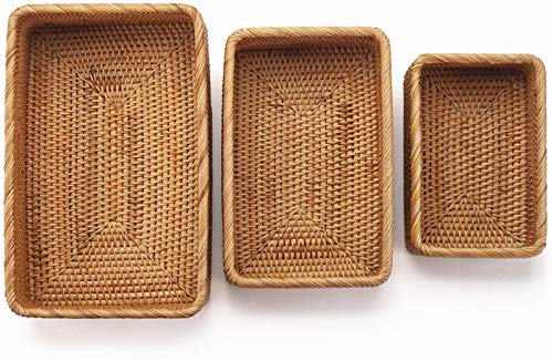 Juego 3 cestas de almacenamiento rectangular tejidas de Yangqihome