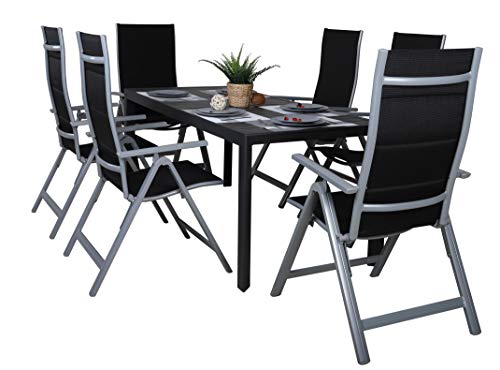 Juego x2 sillas plegables regulables 9 posiciones, respaldo alto (negro y plateado). Chicreat