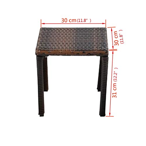 Conjunto de 2 Tumbonas de polirratán y mesita para jardín, 200 x 65 x 39 cm, con dos ruedas, respaldo ajustable, funda para cojín. Medidas de mesa. Cikonielf