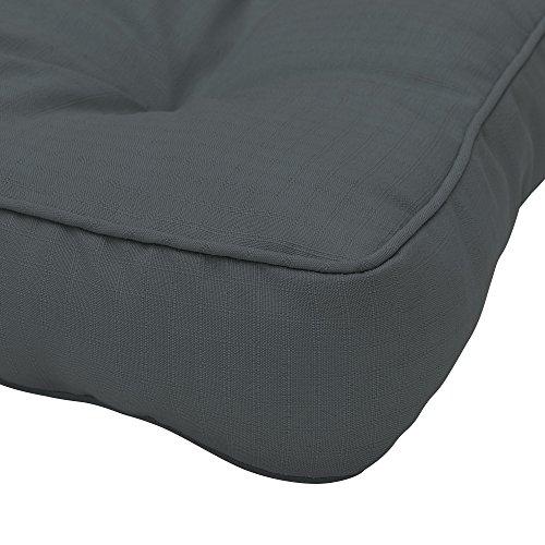 Detalle esquina de Cojines para Muebles de jardín XLuna Lounge sillas de Mimbre de Exterior Asiento Grueso Acolchado Aprox. 40x40x10 cm Gris Grafito. Detalle grosor de asiento. Beautissu | maxjardin