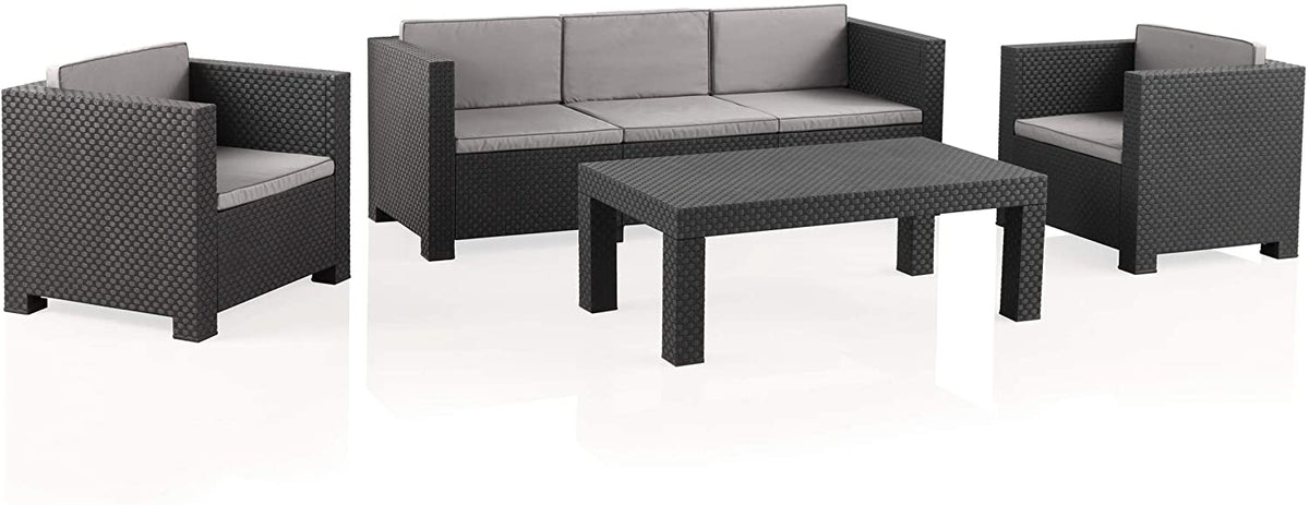Conjunto de Muebles de Jardín Diva Tropea Color Antracita | Fabricado en España con Materiales Reciclados. Shaf