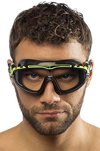 Gafas de Natación Anti-vaho, Unisex Adulto, Negro/Gris Lentes Ahumadas, Talla única. Modelo con gafas de frente. Skylight. Cressi 