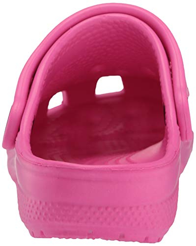 Vista trasera de los Zuecos Unisex niños Classic Clog Kids Rosa. Crocs