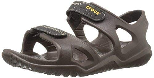 Vista de perfil de las Sandalias de Hombre para caminar por el Río, Marrón (Espresso/Black), 45/46 EU. Swiftwater River Sandal M. Crocs