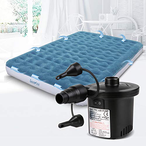 Bomba Inflador de Aire Eléctrico, Bateria Recargable de llenado Rápido para Inflar Desinflar, vista con  Colchón Hinchable, 3 Boquillas Incluidas (Adaptador USB: 5V) Deeplee 