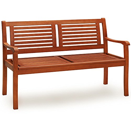 Banco de Madera de eucalipto 2 plazas con Certificado FSC® con reposabrazos Resistente Rayos UV para Exterior. Casaria