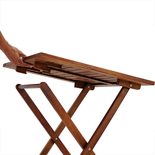 Conjunto de balcón Juego de 1 Mesa y 2 sillas Plegables de Madera de Acacia 60 x 60 cm terraza jardín. Modo de plegado de la mesa. Deuba