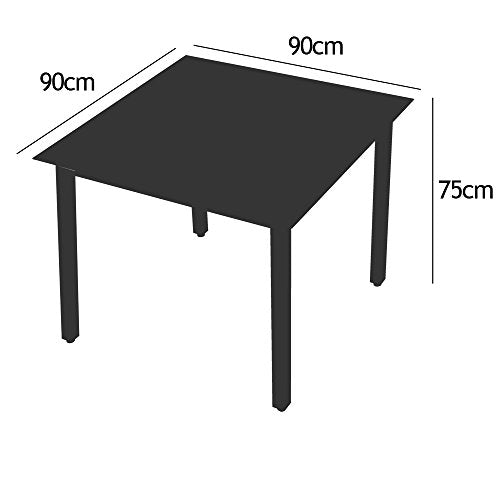 Conjunto de 1 Mesa y 4 sillas de Aluminio de jardín o terraza. Respaldo reclinable color Antracita. Medidas de mesa. Bern. Casaria