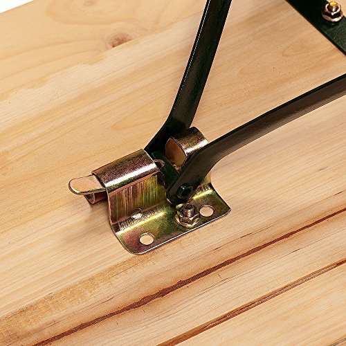 Detalle de enganche de Mesa cervecera con Agujero para sombrilla y 2 Bancos. Set de 1 Mesa y 2 Bancos de Madera Pino Plegables  Eventos jardín. Casaria | maxjardin
