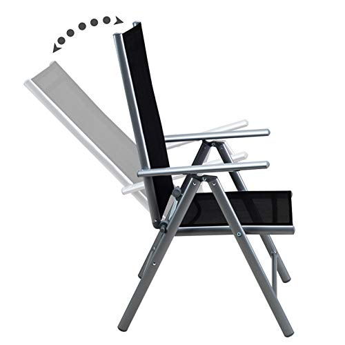 Respaldo alto y ajustable de silla plegable de aluminio resistente a la intemperie jardín exterior. Casaria | maxjardin
