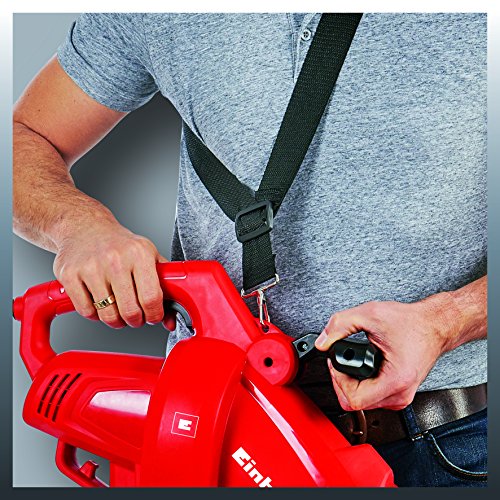Aspirador Soplador Eléctrico con selector de función, Regulador de Velocidad, 7000 - 13500 rpm, 2500 W, 230 - 240 Saco de 40L, GC-EL 2500 E. Einhell. Detalle correa de sujeción