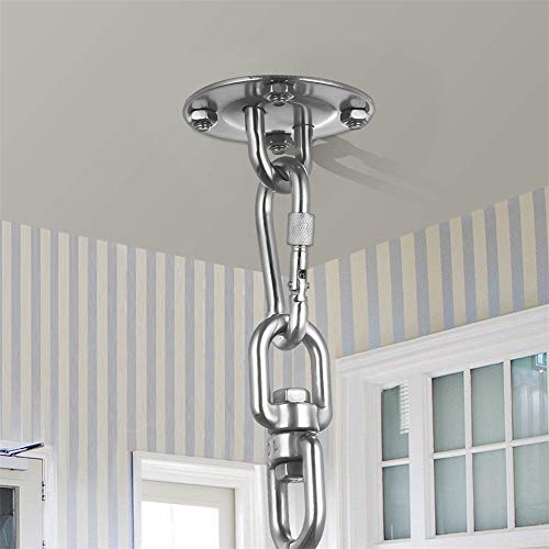 Vista  en interior con Soporte de techo para saco de boxeo con ganchos de fijación para pared, entrenamiento, suspensión o hamaca. EisEyen