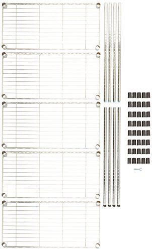 Set de piezas de Estantería metálica con 5 baldas, cromado. Amazon Basics