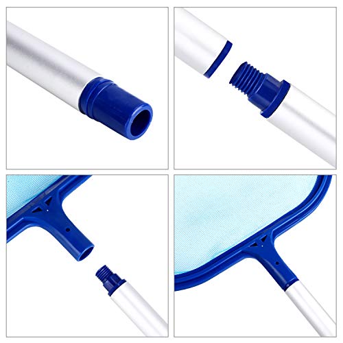 Montaje de pértiga a rosca del Kit de limpieza de Piscina, Recoge Hojas con Barra telescópica de Aluminio Desmontable 1.2 m. Familybox