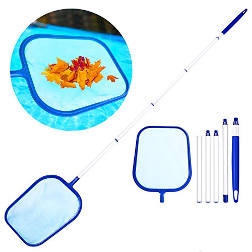 Kit de limpieza de Piscina, Recoge Hojas con Barra telescópica de Aluminio Desmontable 1.2 m. Familybox