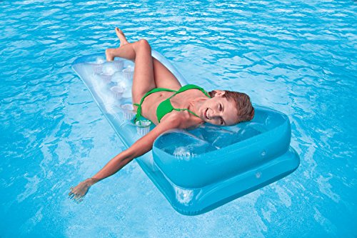 Modelo azul en piscina de Colchoneta hinchable, 188 X 71 x 15 cm de vinilo grueso (0,28 mm) [modelo surtido]