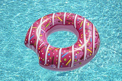 Flotador Donut Hinchable de 107 cm en 2 sabores, fresa y chocolate. Vista en piscina. Bestway 36118 | maxjardin