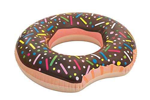 Flotador Donut Hinchable de 107 cm en 2 sabores, fresa y chocolate. Vista general donut de chocolate. Bestway 36118 | maxjardin