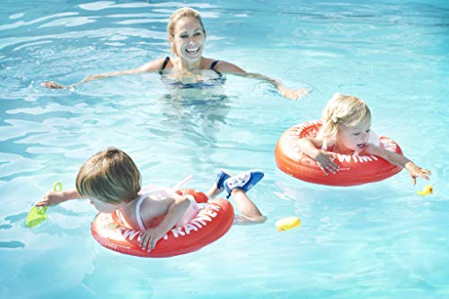 Vista en piscina de niños con Flotador de aprendizaje de natación para niños hasta 15 kg, color rojo. Fred's Swim Academy