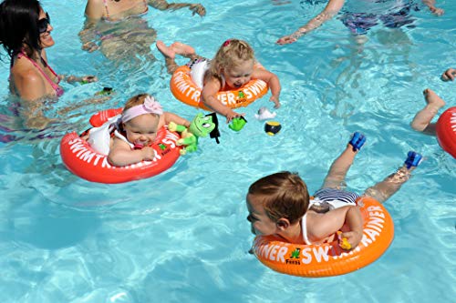 Niños en piscina con Flotador de aprendizaje de natación para niños hasta 15 kg, color rojo. Fred's Swim Academy
