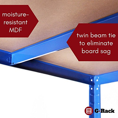 Estantería de Almacenamiento para Garaje, Acero Inoxidable con Recubrimiento de Polvo Azul, 180cm x 90cm x 40cm. G-Rack 0022 | maxjardin