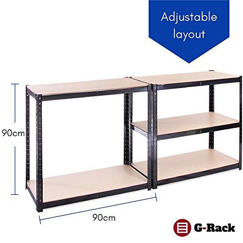Sistema de estanterías, Acero Inoxidable con Recubrimiento de Polvo Negro, 1 Bay. 0014. G-Rack | maxjardin