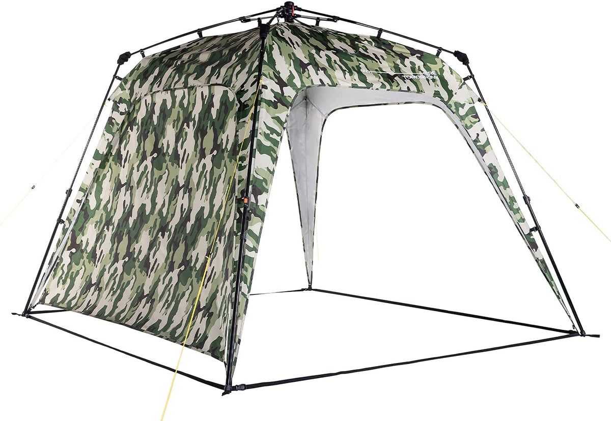 Carpa para eventos, festival o acampada 2,5x2,5x1,9 m, Instalación Fácil, Color Negro, Resistencia a la lluvia. Lumaland. Detalle camuflaje verde