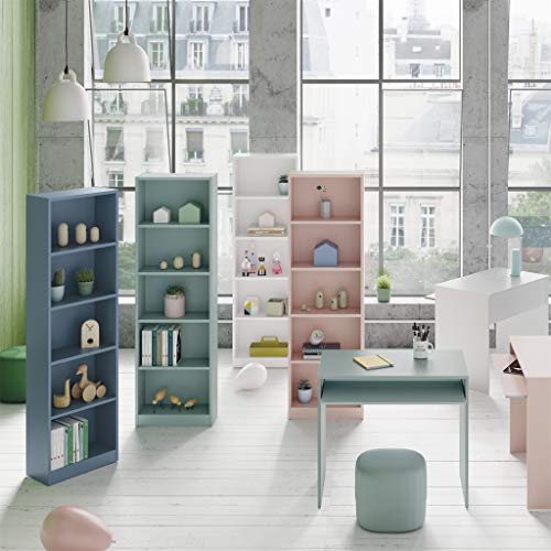 Surtido de colores en ambiente de Estantería Juvenil 6 baldas, Librería Vertical, Modelo I-Joy, Acabado en Color Blanco Artik, Medidas: 180 cm (Alto) x 52 cm (Ancho) x 25 cm (Fondo) Habitdesign | maxjardin