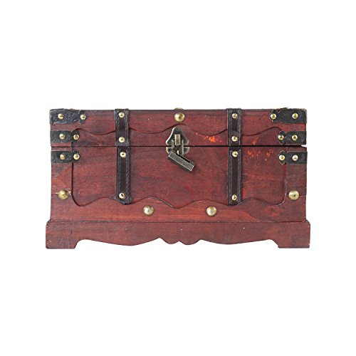 Cofre del Tesoro de Madera con Candado 40 x 19 x 22 cm Grande Modelo Francia. Vista frontal. 6400-140. HMF