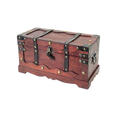 Cofre del Tesoro de Madera con Candado 40 x 19 x 22 cm Grande Modelo Francia. Vista general. 6400-140. HMF 