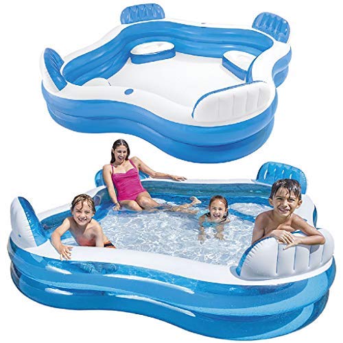 Intex 56475NP - Piscina hinchable cuadrada con asientos 229 x 66 cm 【990 litros】