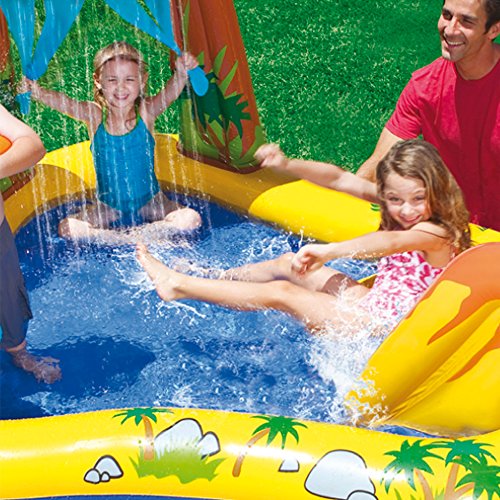 Intex 57444NP - Centro juegos hinchable dinosaurio 249 x 191 x 109 cm, 272 litros. Ambiente