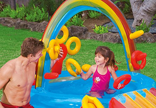 Intex 57453NP - Centro juegos hinchable arcoiris 297 x 193 x 135 cm, 206 y 175 litros