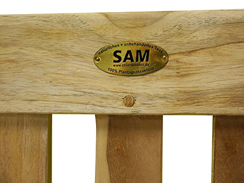 Columpio de jardín de 2 plazas de Madera de Teca Maciza, Ideal para jardín y terraza, Junado Susana. 120 cm. Marca del fabricante Sam. Sam