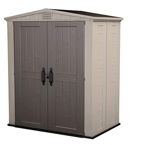 Caseta de jardín exterior Factor 6x3 con escuadra incluida, Marrón y Beige. Vista general. Keter