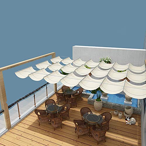 Vista cenital de un patio moderno con la sombra del Toldo Vela Retráctil Cubierta De Pérgola, Polietileno, Protección UV. LJIANW