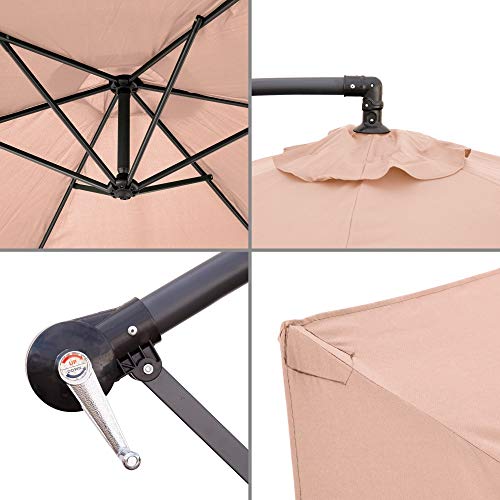 Detalles del Parasol sombrilla excéntrica de Aluminio Verde con ventilación para jardín de 270 cm (Beige). Lola Home