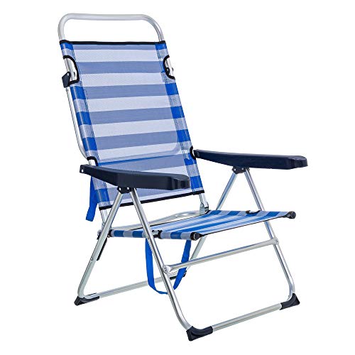 Silla de Aluminio plegable de Playa color Azul Marino 61x66x110 cm. LOLAhome