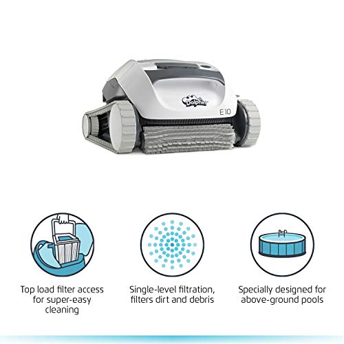 Características del Robot limpiafondos automático E10 portátil, ligero y fácil de limpiar para piscinas elevadas. Dolphin Maytronics