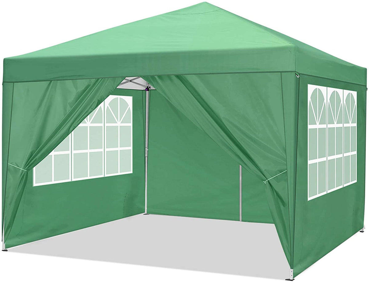 Carpa 3x3m Plegable Impermeable 4 Paredes, Protección UV 50+, Ajustable en Altura. Modelo en color verde. COBIZI