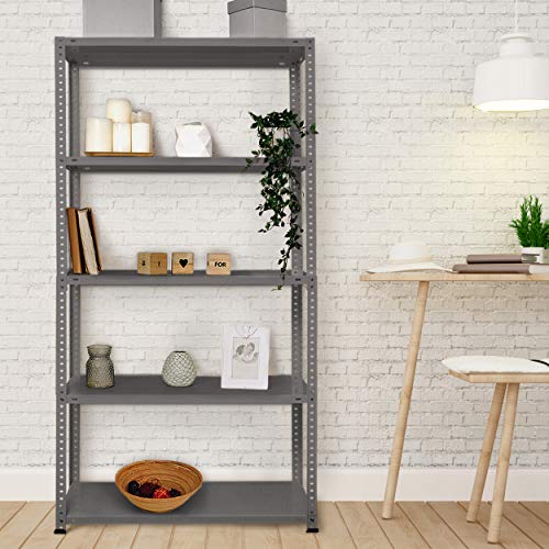 Ambiente de estudio con Estantes de almacenamiento, pack de 2 estanterías para el sótano/estantería para taller/estantería para garaje, estantería práctica y versátil (180x90x30Grey) PACK-EST180GR. NAWA Home & Work | maxjardin