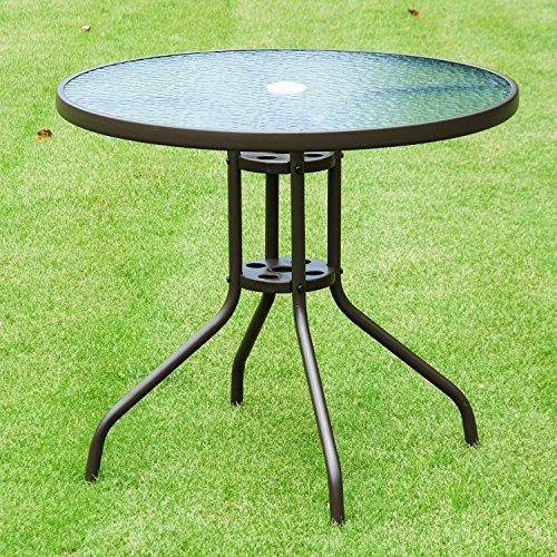 Conjunto de Muebles para Jardín con 4 Sillas 1 Mesa y 1 Parasol Textilene Acero y Poliéster. Vista de mesa en jardín. Outsunny | maxjardin
