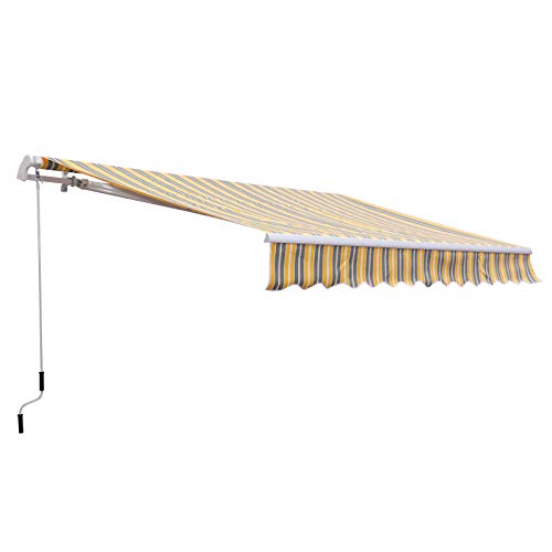 Toldo de Aluminio Plegable para Balcón Patio Terraza Resistente al Agua Protección Solar UV para Jardín Exterior 3.5x2.5m Aluminio Acero Tela de Poliéster. Con Manivela. Outsunny