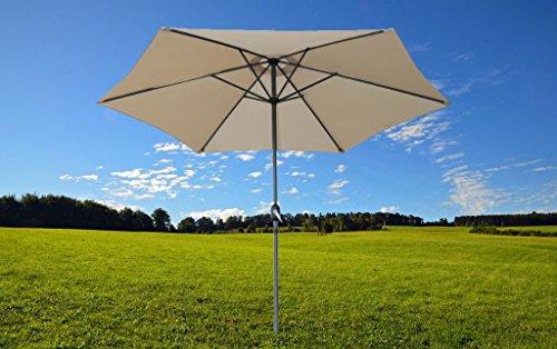 Ambiente en jardín con sombrilla Parasol de Aluminio 300cm con Inclinación, Manivela, Sombrilla con Mástil de Aluminio de 38mm para Patio Terraza Playa (Beige). Angel Living