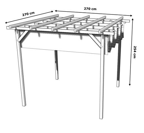 Medidas  de pérgola de Madera con toldo corredero: 270x270x254 cm. AD servicios | maxjardin
